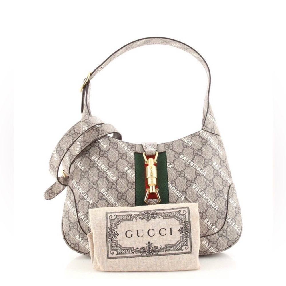 Gucci × Balenciaga The Hacker Project 
Jackie 1961 Hobo GG Coated Canvas Small